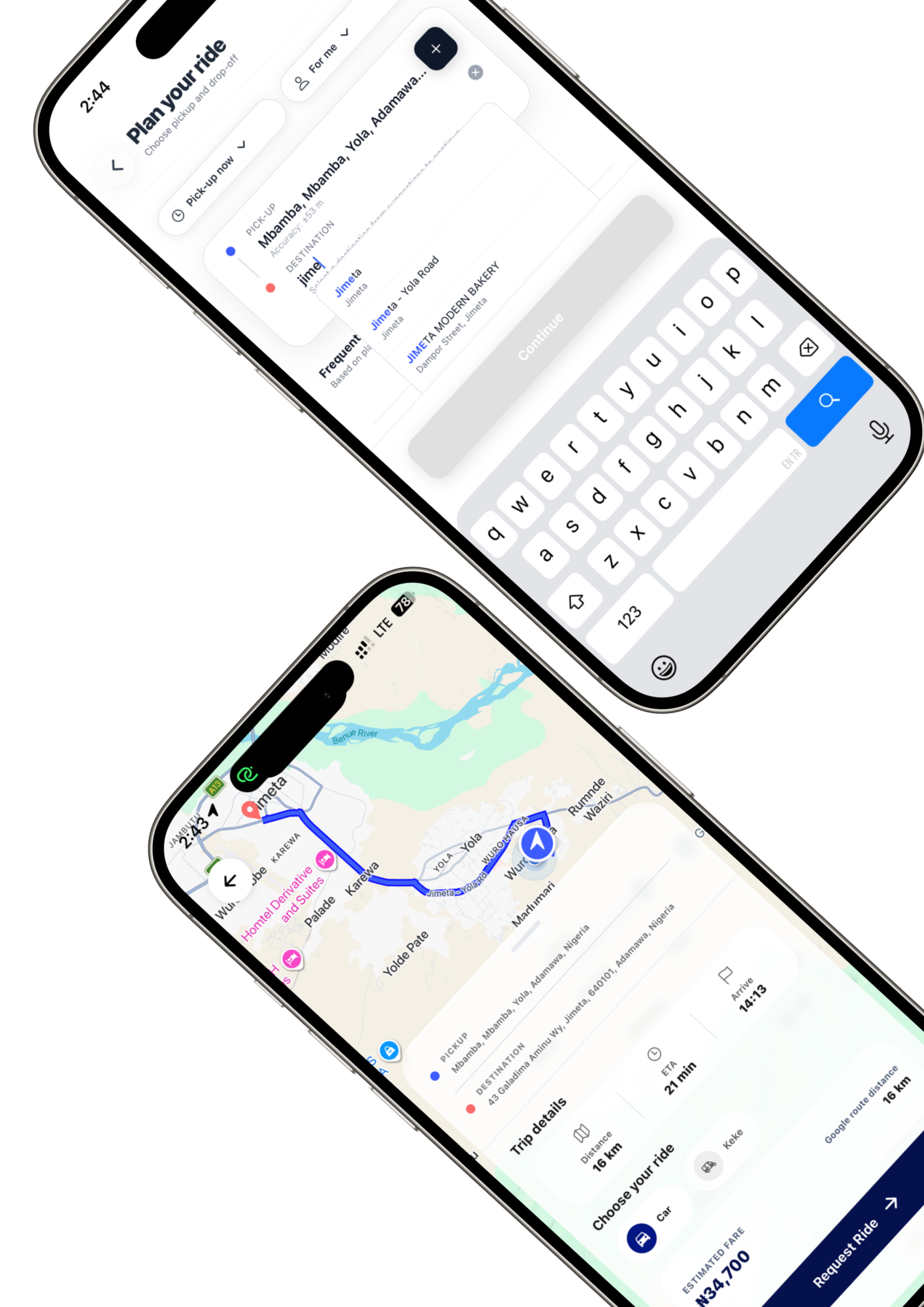 AUN360 Ride360 trip request screen