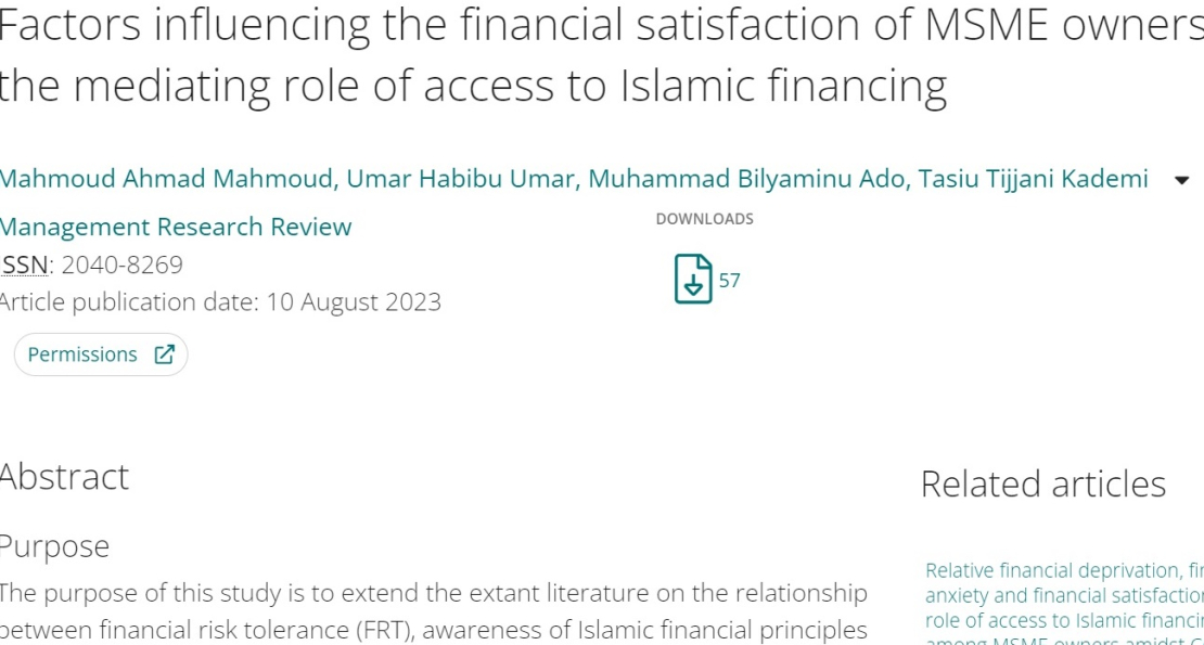 AUN Entrepreneurship Professor Mahmoud Ahmed, Others, Investigate Access to Islamic Financing by MSMEs