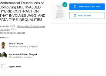 AUN Professor of Mathematics, Dr. Sirajo Yahaya, Others Expand on Metric Space Contraction Theorem