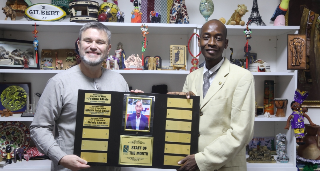 AUN Honors Excellence: Admissions Staff Gidado Ahmed Named Staff of the Month for December 2024