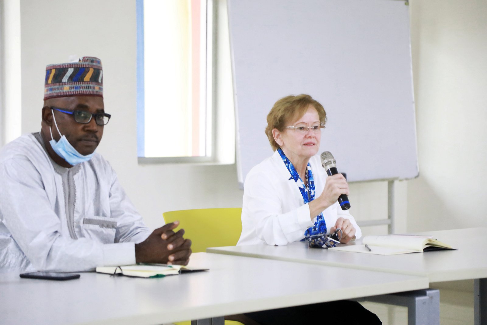 President Margee Ensign meets with staff members of AUN-Atiku Center for Development (AUN-AID), ON Wednesday, August 25, 2021