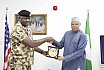 President Attahir Yusuf recieves Brigadier General MJ Gambo, Commander of the 23 Brigade of the Nigerian Army in Yola
